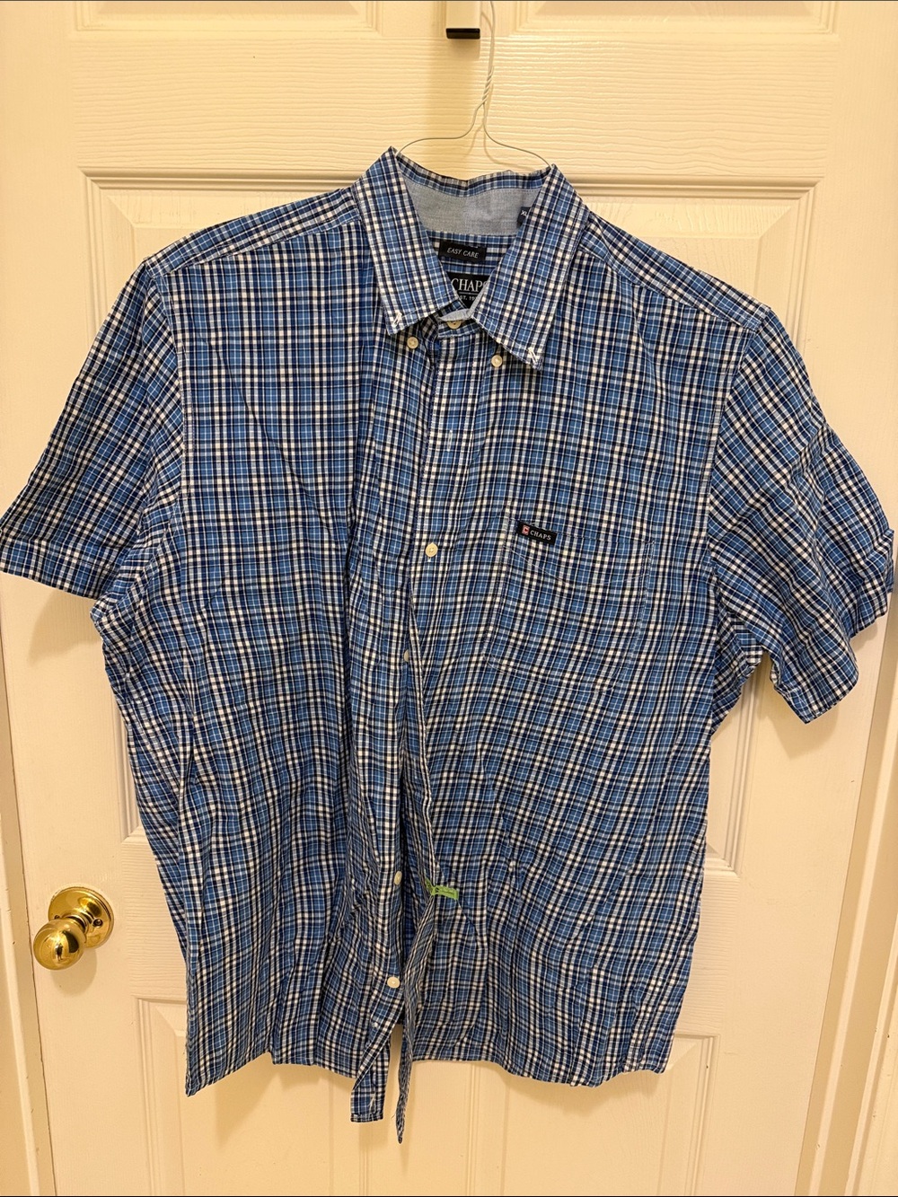 Chaps Men's Blue Plaid Short-Sleeve Button-Down Shirt - Multi Blue Check